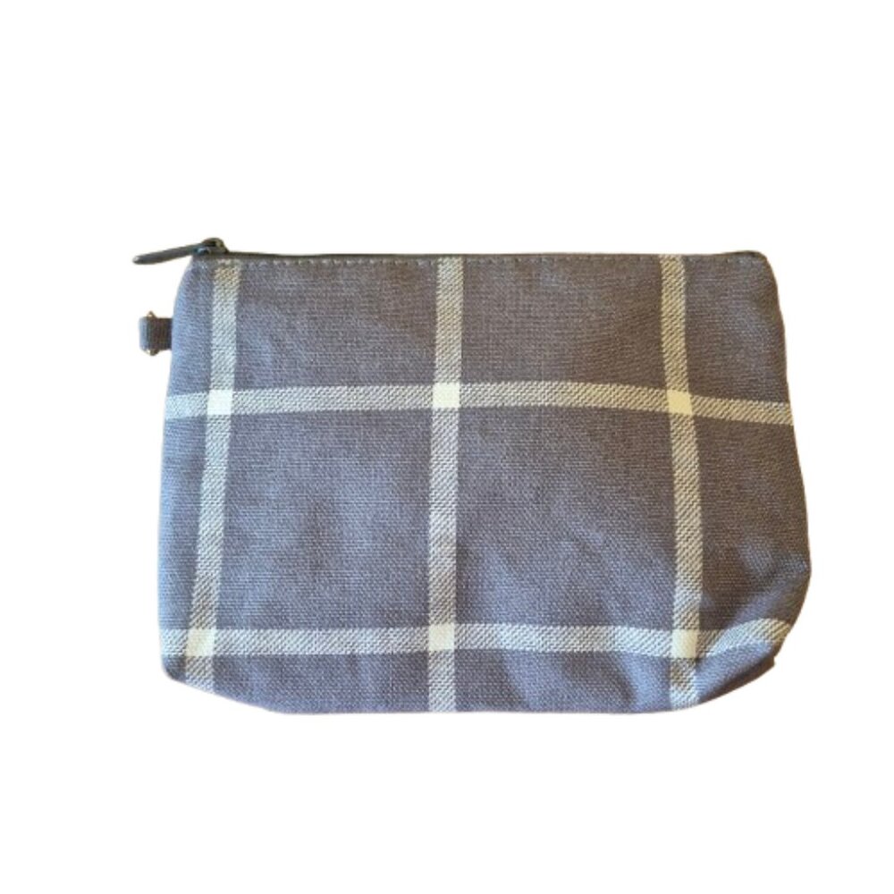 CLEARANCE NWOT Thirty-One Grey Window Pane Check Make Up Cosmetic Bag